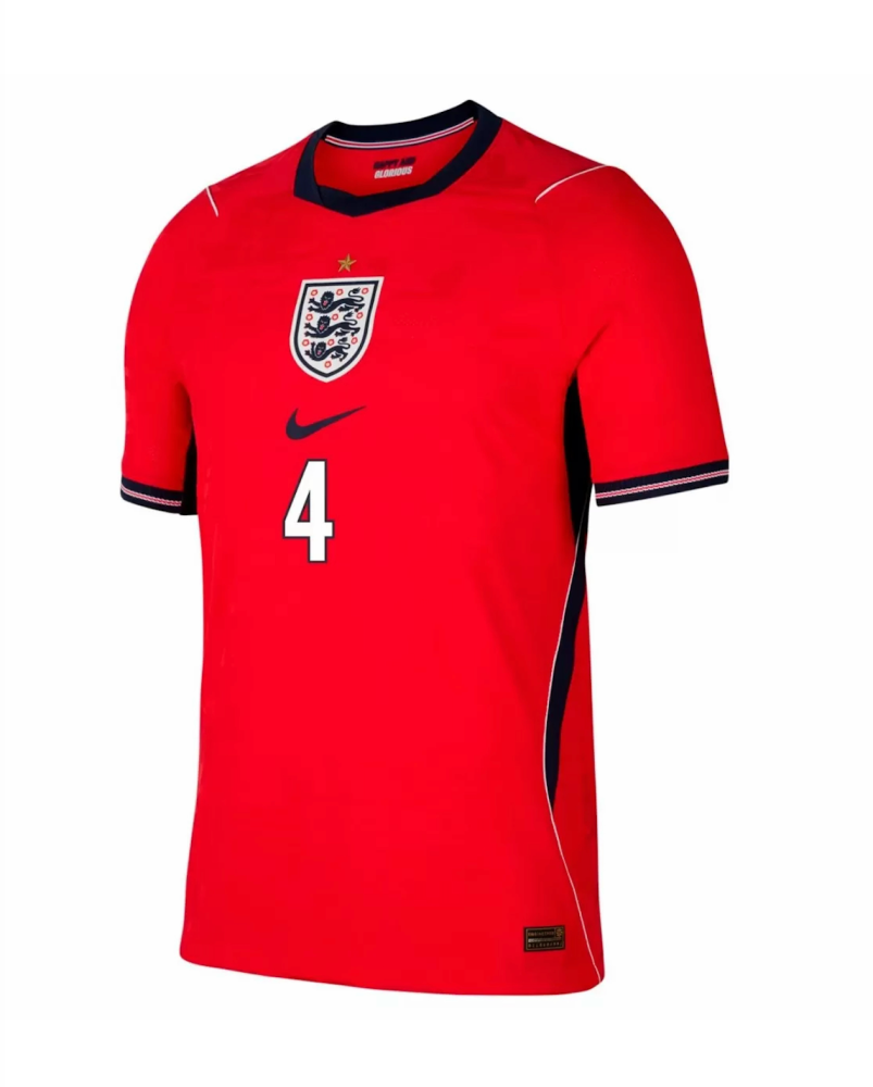 RICE #4 England Authentic Soccer Jersey Away Shirt World Cup 2026