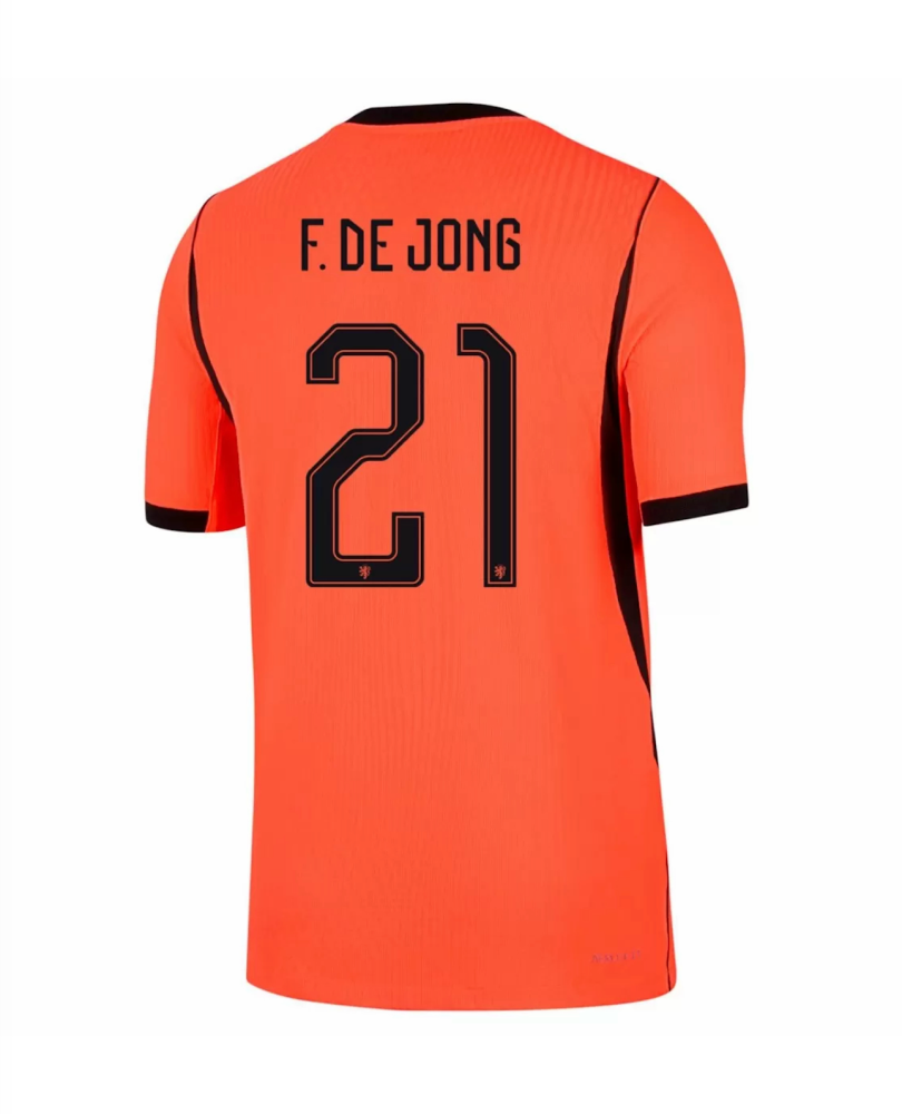 F.DE JONG #21 Netherlands Authentic Football Jersey Home Shirt World Cup 2026