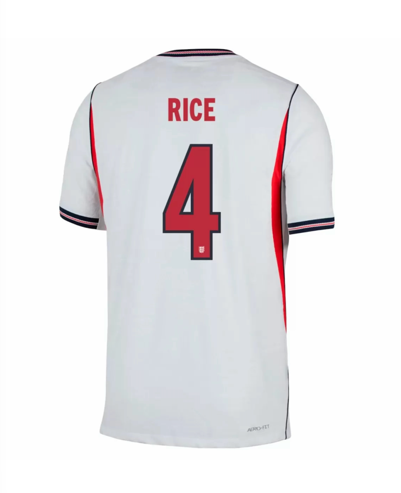 RICE #4 England Authentic Soccer Jersey Home Shirt World Cup 2026