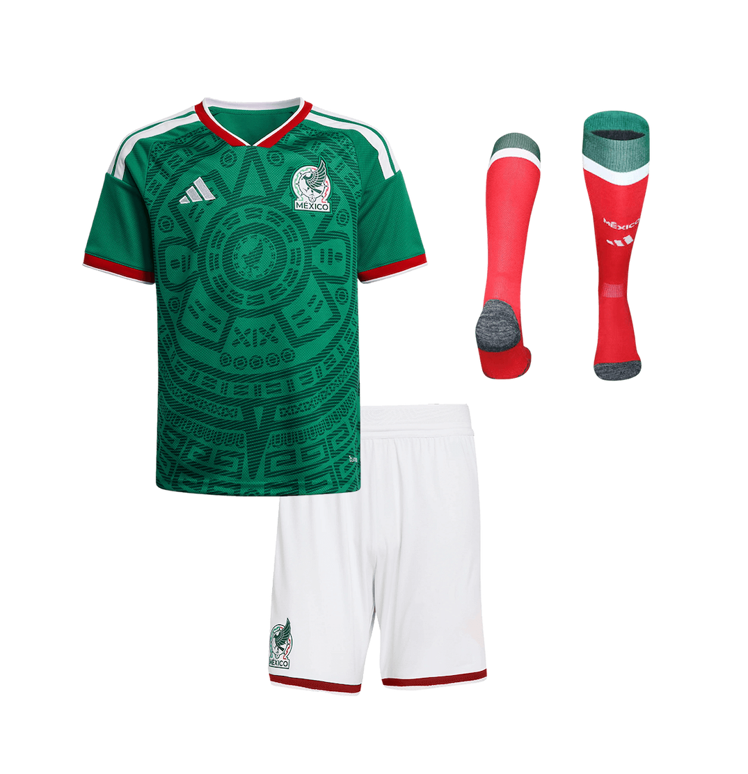 Mexico Soccer Jersey Home Kids Full Kit 2026 World Cup Edition in Green
