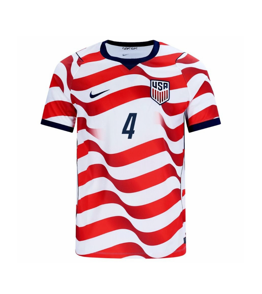 ADAMS #4 USA Soccer Jersey Home Custom Shirt World Cup 2026