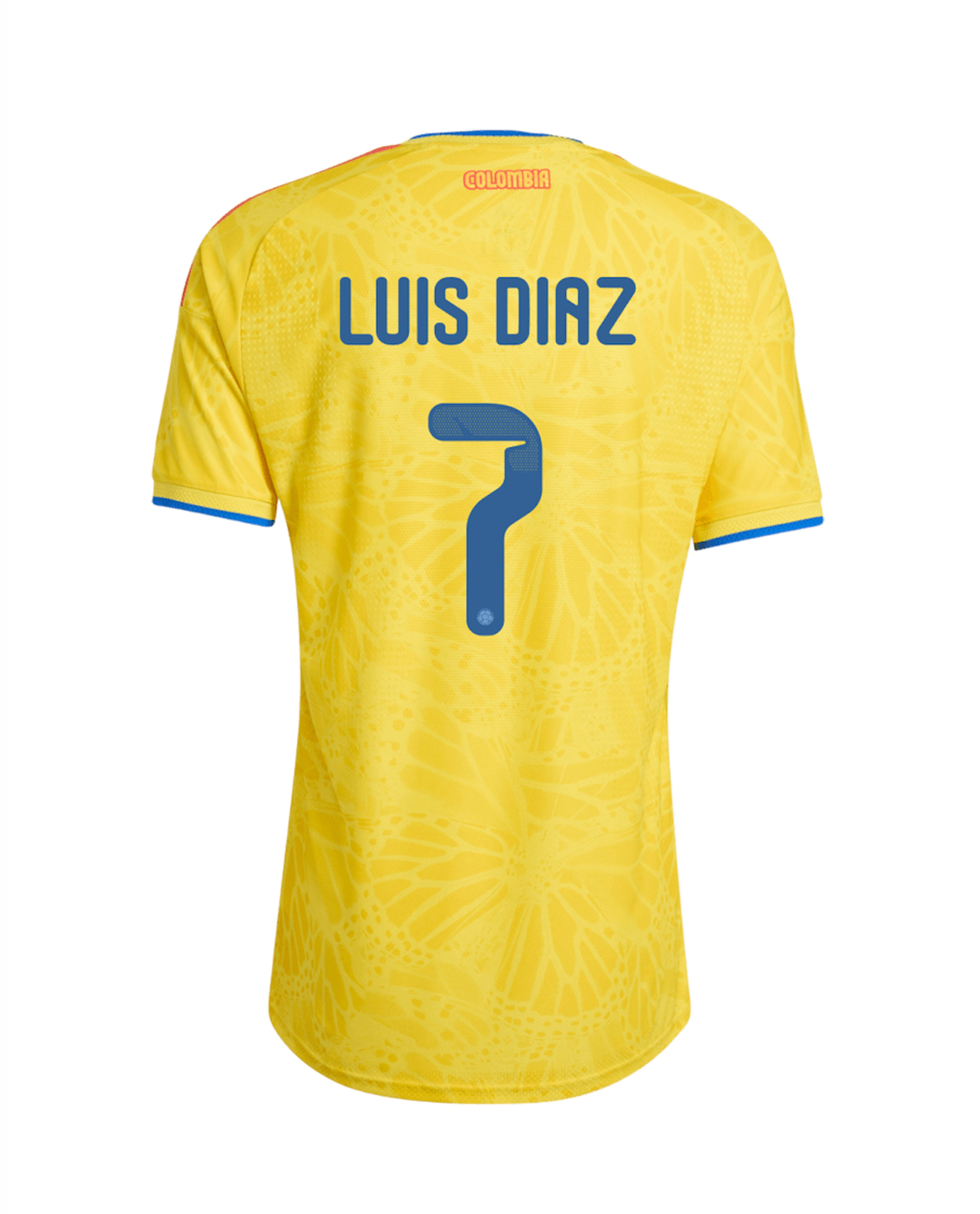 LUIS Díaz #7 Colombia Authentic Soccer Jersey Home Shirt 2026 World Cup Edition in Yellow