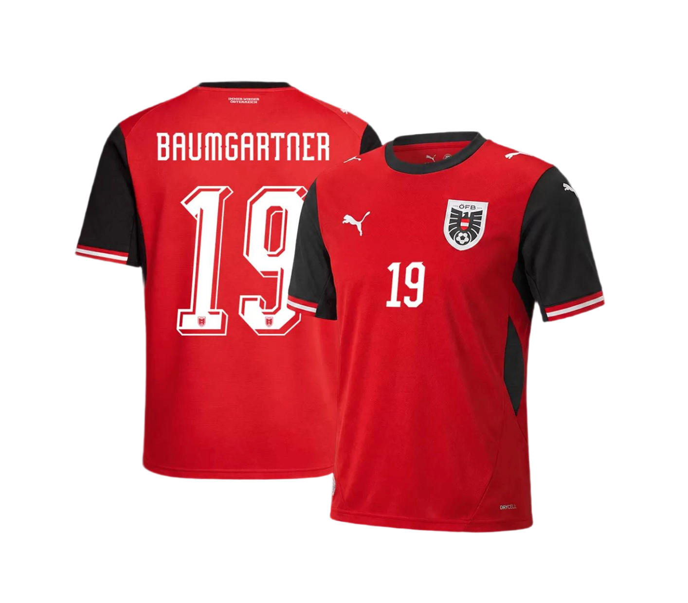 Baumgartner #19 Austria Soccer Jersey Home Custom Shirt 2026 World Cup Edition in Red