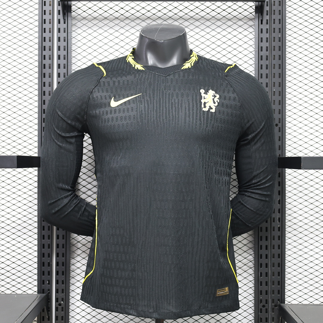 Chelsea Authentic Football Jersey Away Long Sleeve Shirt 2026/27 in Black