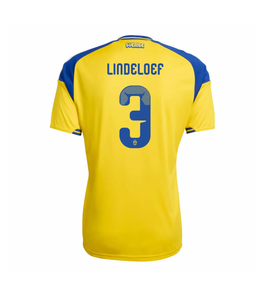 Lindeloef #3 Sweden Football Jersey Home Custom Shirt World Cup 2026
