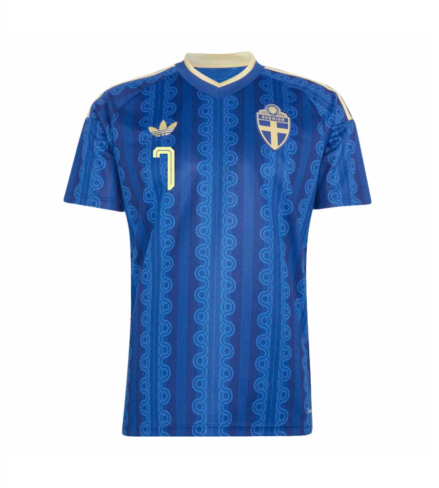 Bergvall #7 Sweden Football Jersey Away Custom Shirt World Cup 2026