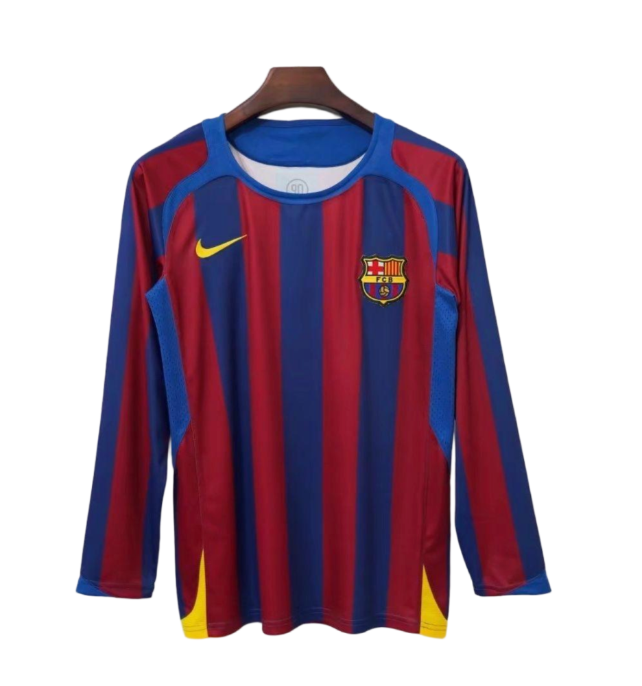 Barcelona Retro Jersey Home Long Sleeve Soccer Shirt 2005-06