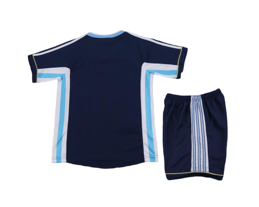 Argentina Retro Away Soccer Uniform Kids Kit Jersey+Shorts World Cup 1998
