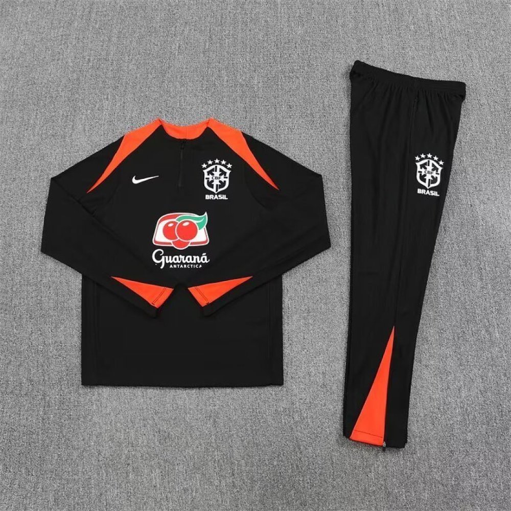 Adults & Kids Brazil Training Kit (Sweatshirt+Pants) Black World Cup 2026