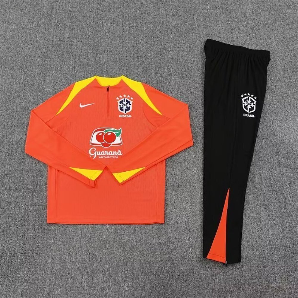 Adults & Kids Brazil Training Kit (Sweatshirt+Pants) Orange World Cup 2026