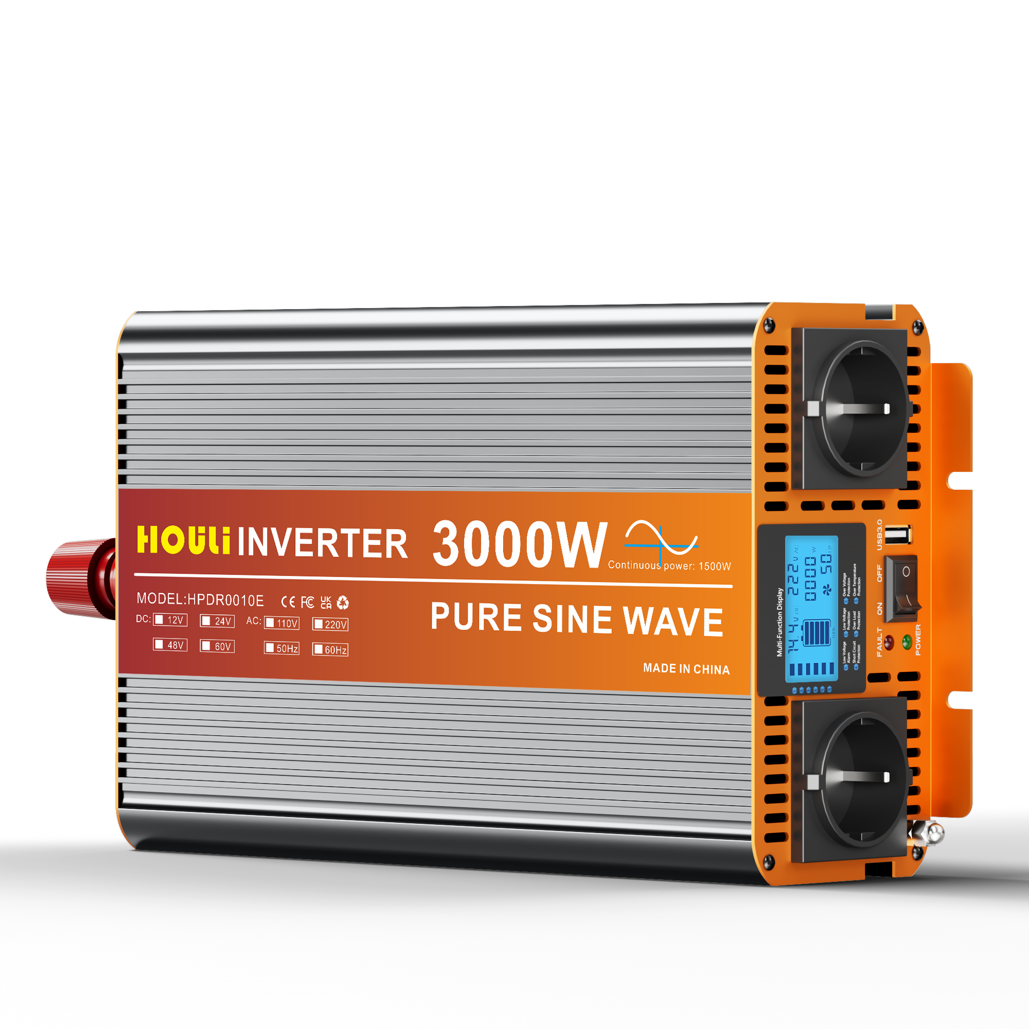 Inversor de Onda Pura de 1500W | Para Vehículos, Camping y Hogar | Certificación CE