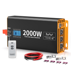 1000 Watt Pure Sine Wave Inverter 12V/24V DC | 2000W Surge | Best for Camping & CPAP