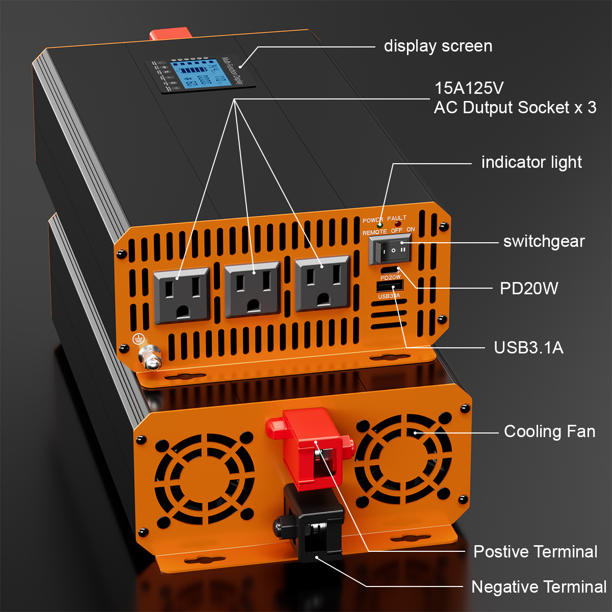 1000 Watt Pure Sine Wave Inverter 12V/24V DC | 2000W Surge | Best for Camping & CPAP