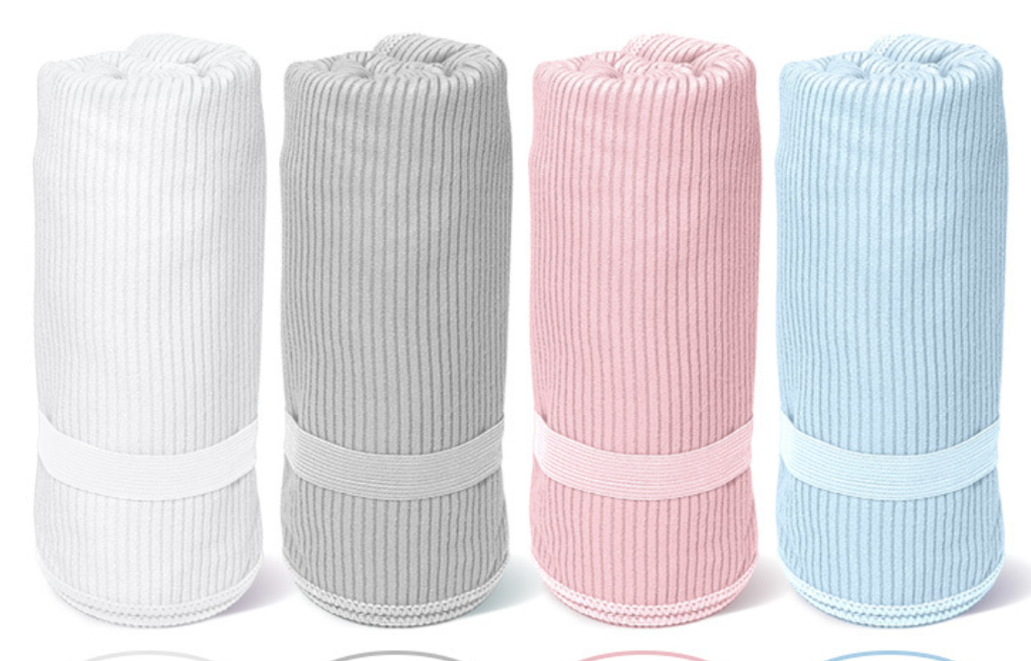 Vertical & Horizontal Striped Double-sided Fleece Bath Towel, Microfiber Quick Dry Sweat Wicking Towel for Beach, Sports, Yoga and Fitness
