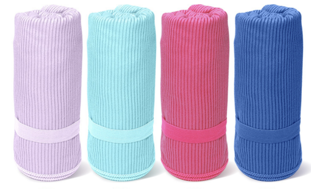 Vertical & Horizontal Striped Double-sided Fleece Bath Towel, Microfiber Quick Dry Sweat Wicking Towel for Beach, Sports, Yoga and Fitness