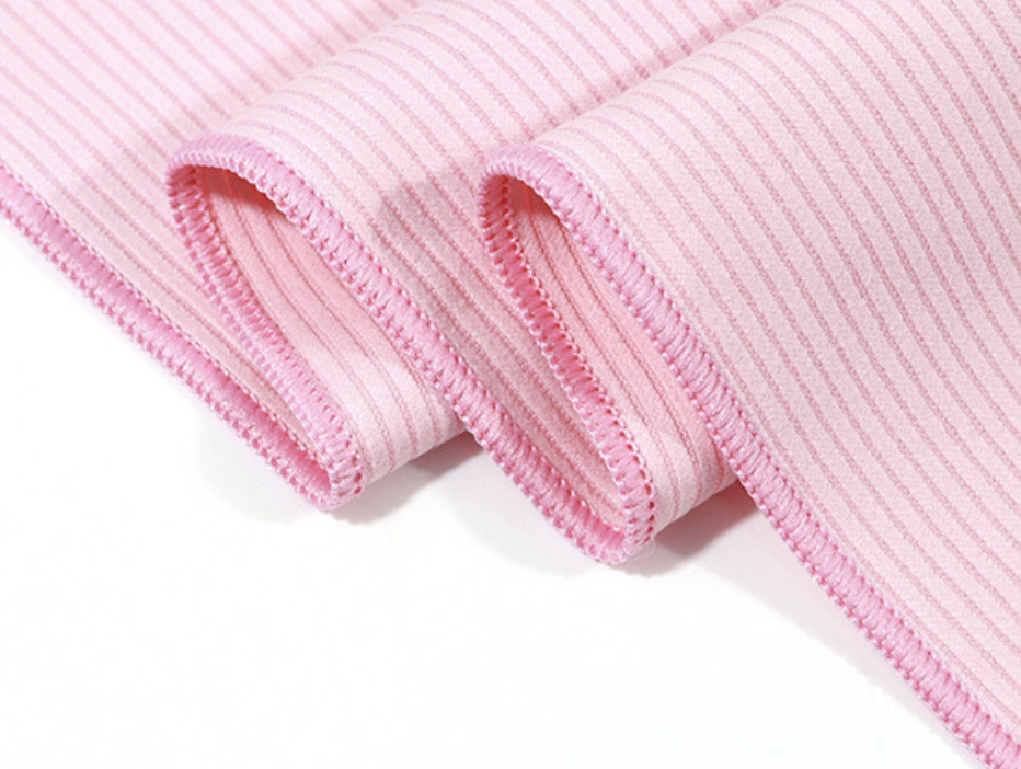 Vertical & Horizontal Striped Double-sided Fleece Bath Towel, Microfiber Quick Dry Sweat Wicking Towel for Beach, Sports, Yoga and Fitness