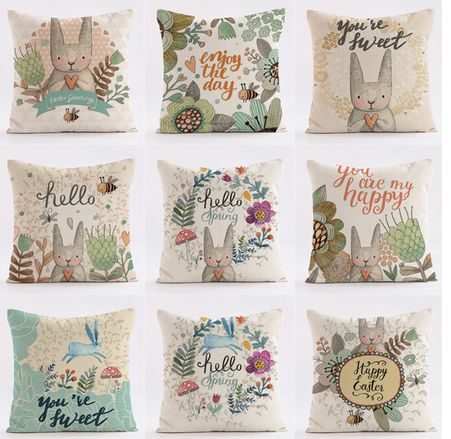 Linen Throw Pillow Covers 18 x 18 Beige Decorative Blank Couch Pillow Covers for Sublimation Bed Sofa Farmhouse Cushion Cases