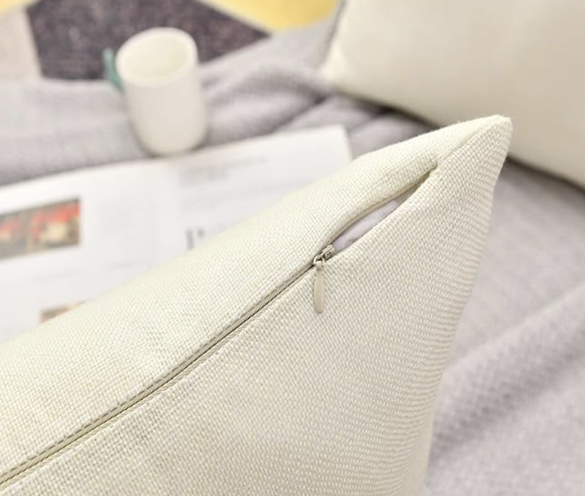 Linen Throw Pillow Covers 18 x 18 Beige Decorative Blank Couch Pillow Covers for Sublimation Bed Sofa Farmhouse Cushion Cases