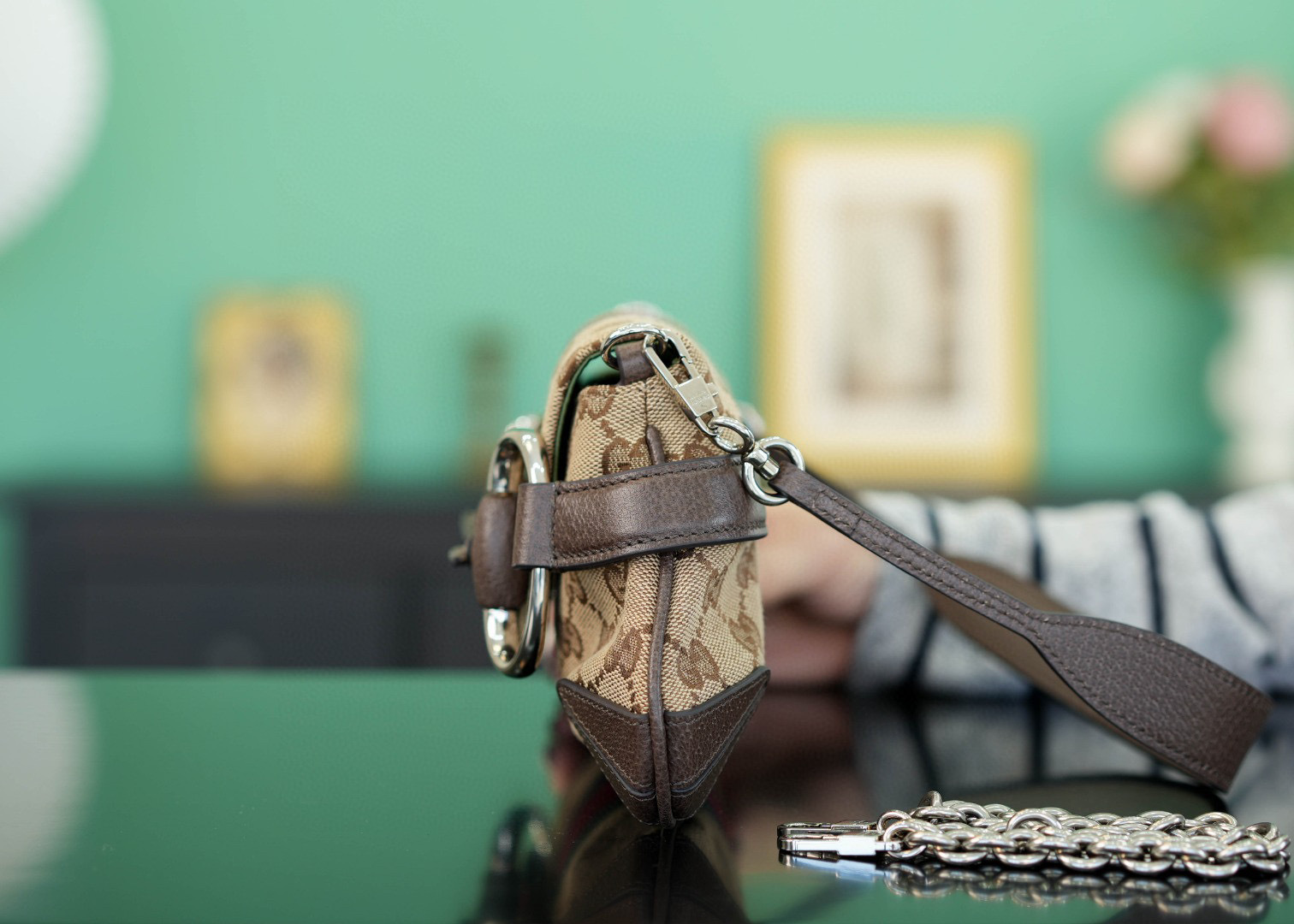 Gucci Horsebit Chain Umhängetasche Größe: 27 x 11,5 x 5 cm