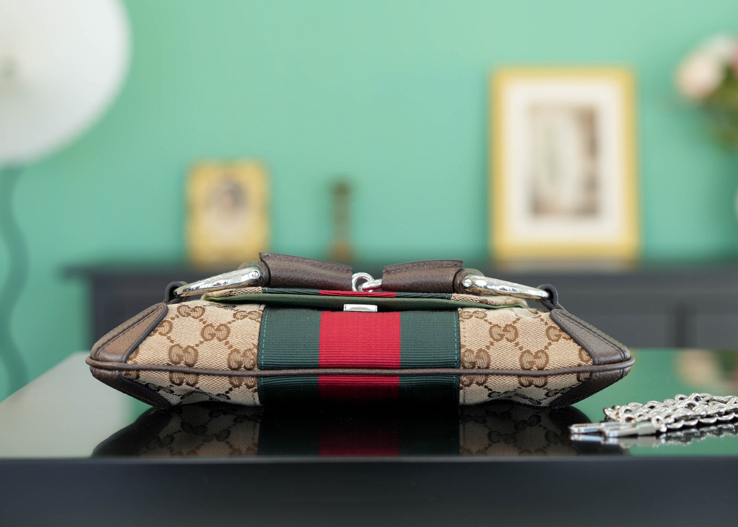 Gucci Horsebit Chain Umhängetasche Größe: 27 x 11,5 x 5 cm