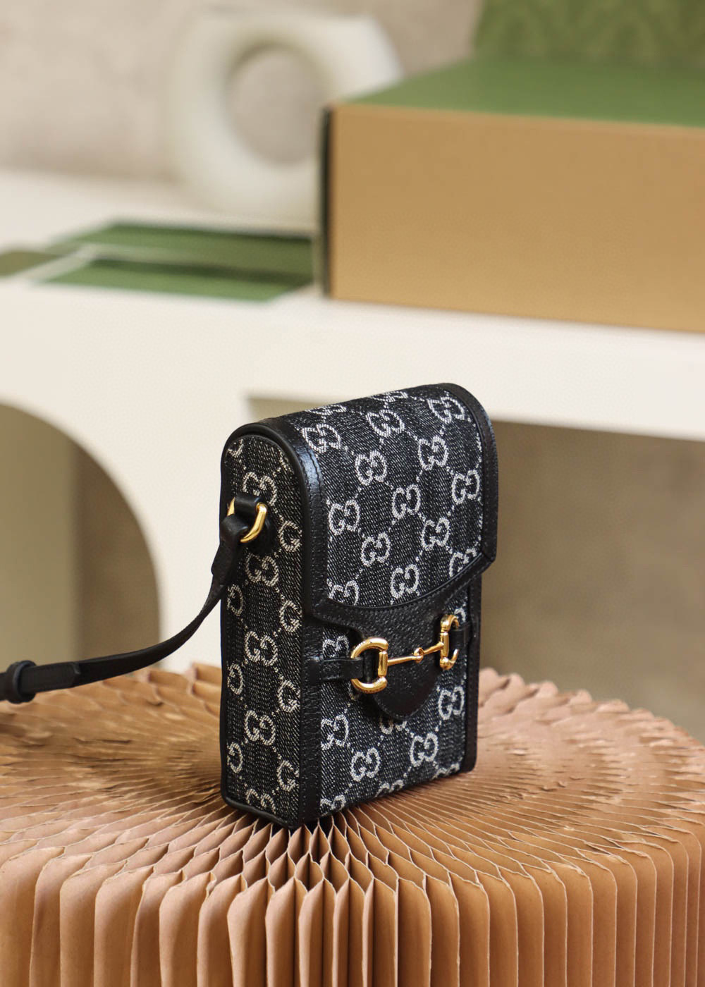 Beg Gucci Denim 1955 Saiz：11.5*17*4sm