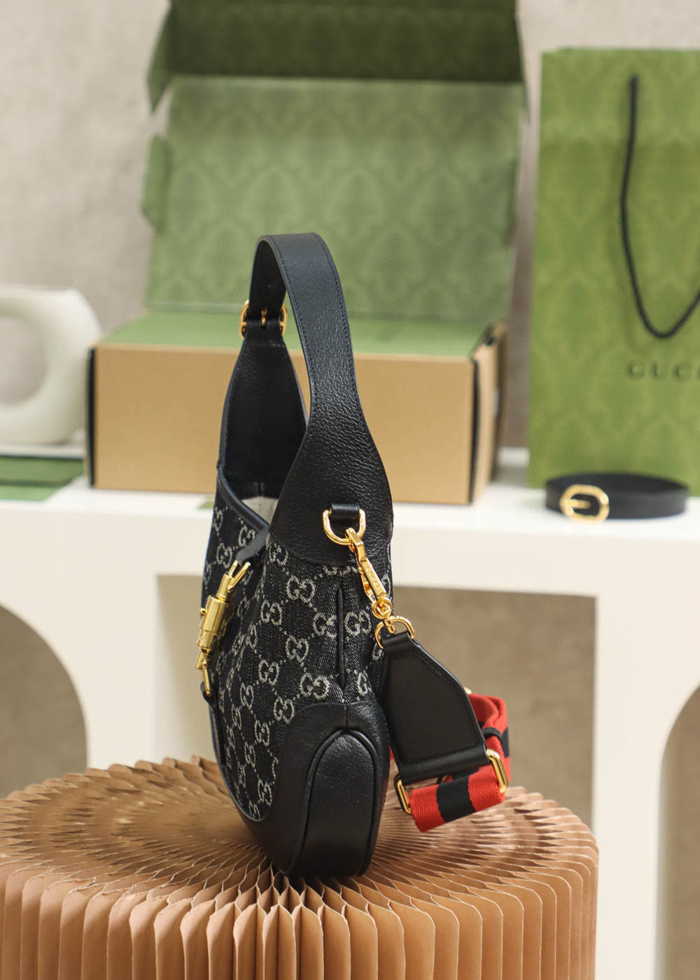 Gucci Jackie 1961 Saiz Denim：28*19*4.5cm