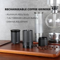 Portable CNC Coffee Grinder – Rechargeable Handheld Burr Mill with Adjustable Precision for Espresso, Camping & Travel