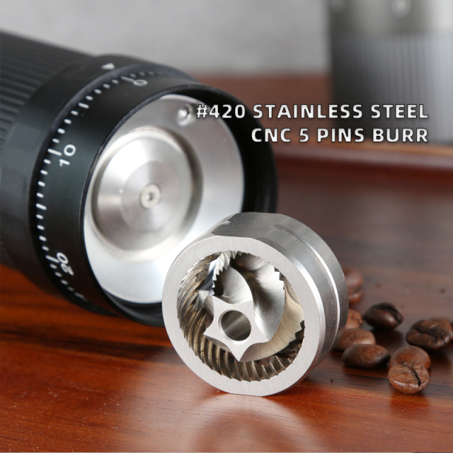 Portable CNC Coffee Grinder – Rechargeable Handheld Burr Mill with Adjustable Precision for Espresso, Camping & Travel