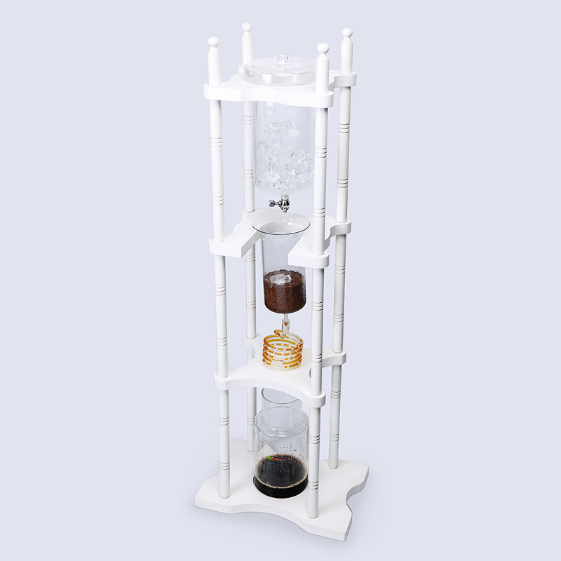 Commercial Solid Wood Cold Drip Coffee Maker with 2000ML Borosilicate Glass Container