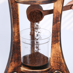 Artisanal Cold Brew Coffee Maker – 1000ml Borosilicate Glass Tower with Carbonized Wood Stand, Slow Drip Iced Coffee System