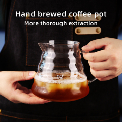 Premium Borosilicate Glass Coffee Carafe – Heat-Resistant 1000ml Coffee Server with Wooden Handle & Drip-Free Spout