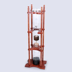 Commercial Solid Wood Cold Drip Coffee Maker with 2000ML Borosilicate Glass Container