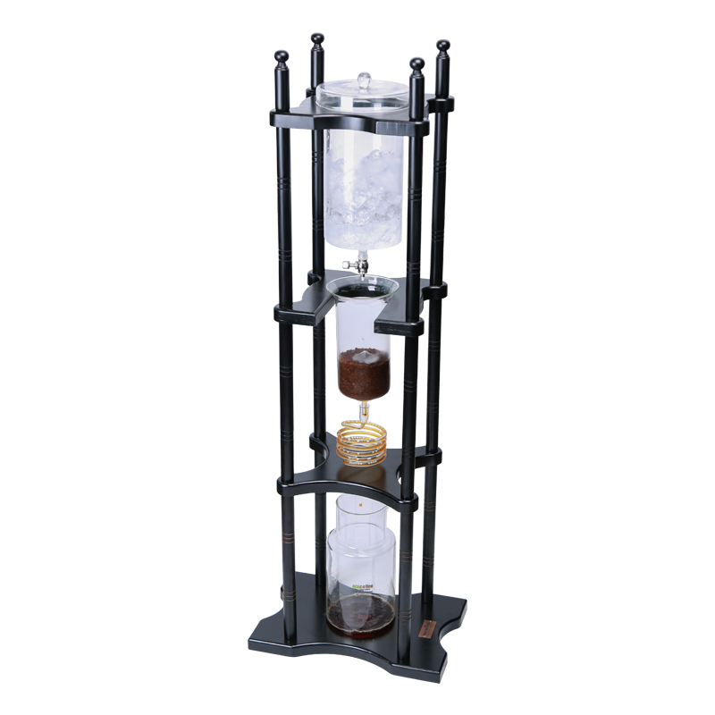 Commercial Solid Wood Cold Drip Coffee Maker with 2000ML Borosilicate Glass Container