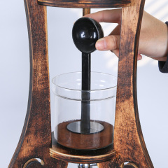 Artisanal Cold Brew Coffee Maker – 1000ml Borosilicate Glass Tower with Carbonized Wood Stand, Slow Drip Iced Coffee System
