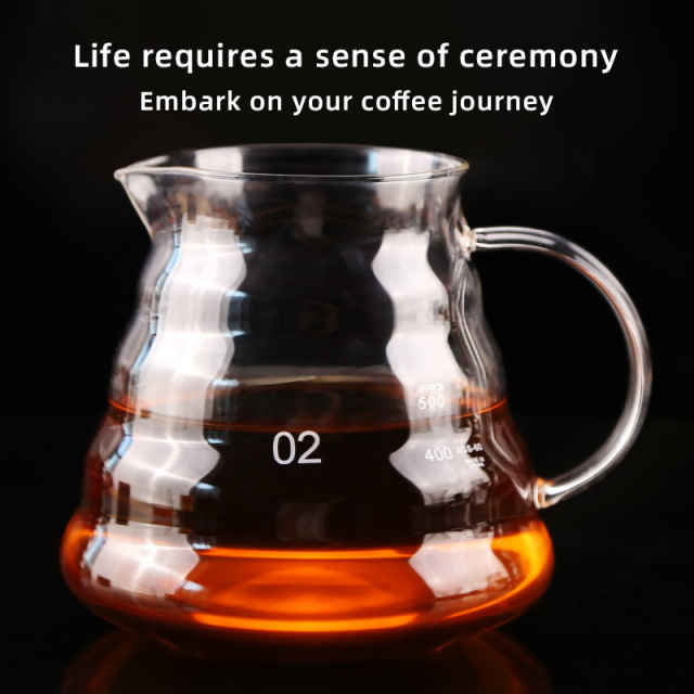 Premium Borosilicate Glass Coffee Carafe – Heat-Resistant 1000ml Coffee Server with Wooden Handle & Drip-Free Spout