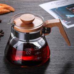 Wooden Handle Borosilicate Glass Coffee Server 400ml & 600ml
