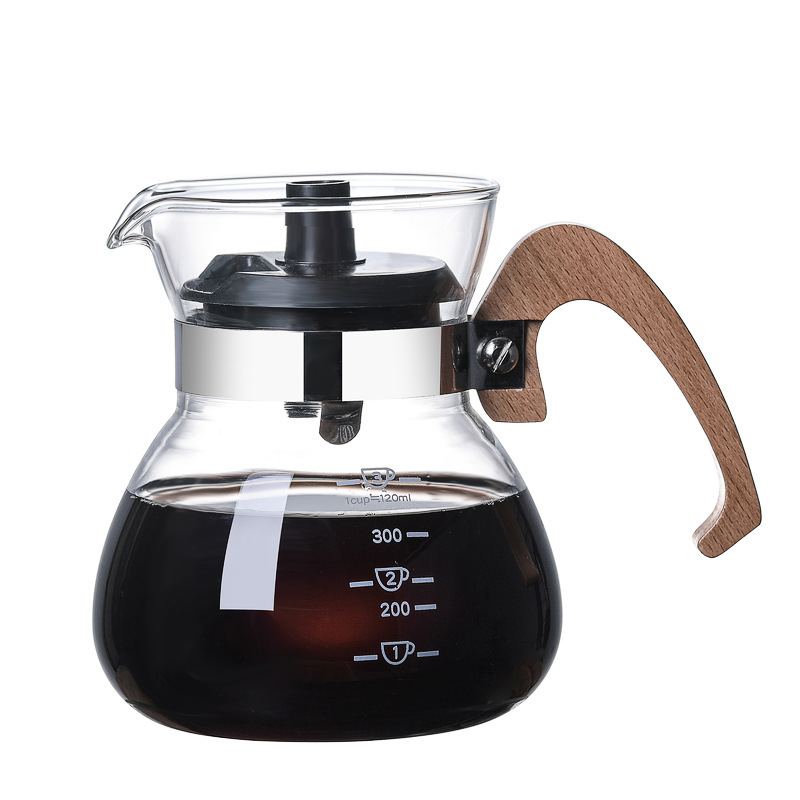 Wooden Handle Borosilicate Glass Coffee Server