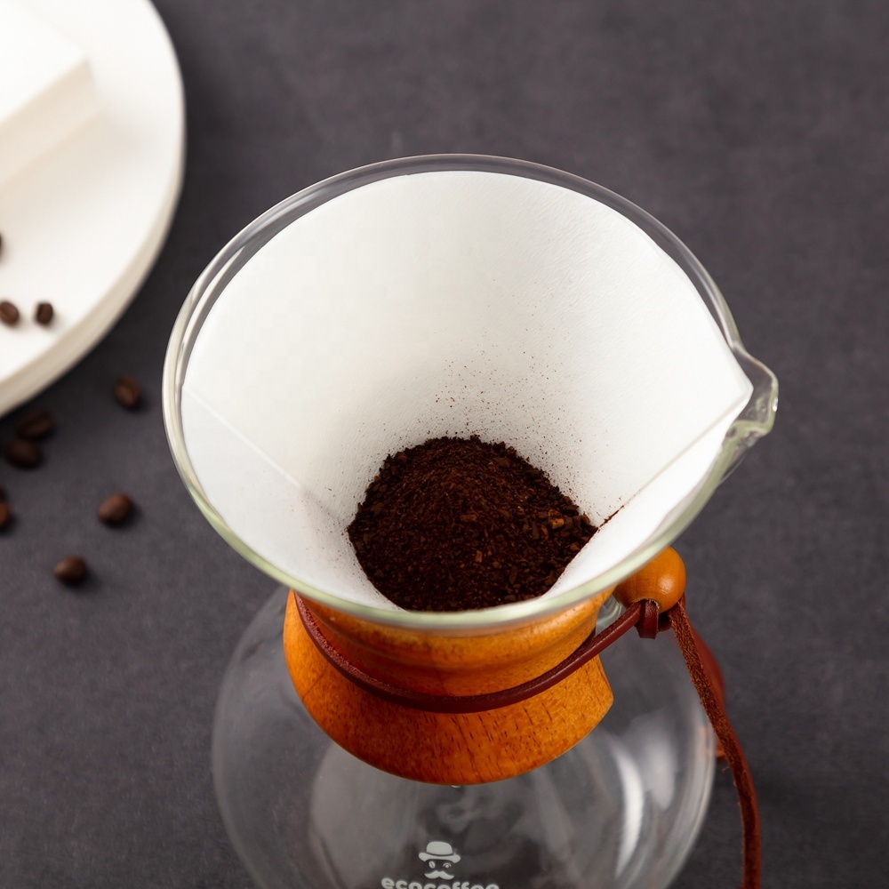 CH3F Ecocoffee High Quality White Wood Pulp Coffee Filter Paper for Hand Brew 3 Cups Coffee Sharing Pot