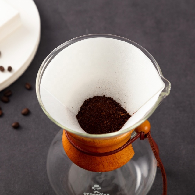 CH3F Ecocoffee High Quality White Wood Pulp Coffee Filter Paper for Hand Brew 3 Cups Coffee Sharing Pot