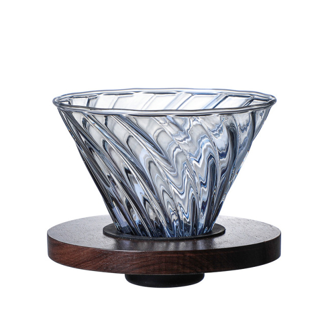 Wooden Tray Gray Boroslicate Glass Coffee Server