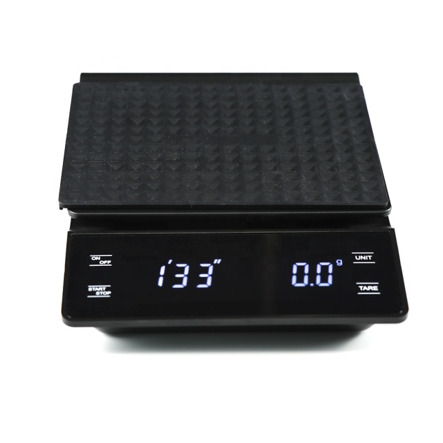 High-Precision 3kg/0.1g Kitchen Coffee Scale with Timer Back-Lit LCD Display ABS Material for Pour Over Drip Espresso