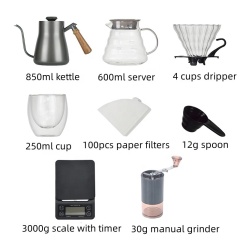 Ecocoffee TS01 Series Arabic Coffee & Tea Set Pour Over Coffee Maker Espresso Coffee Grinder Gift Bag