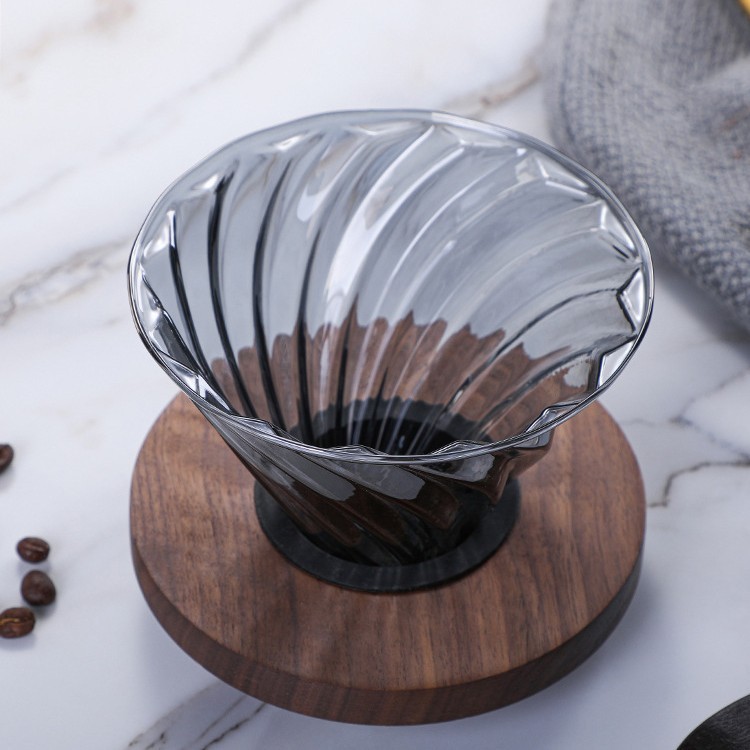Wooden Tray Gray Boroslicate Glass Coffee Server