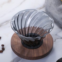 Wooden Tray Gray Boroslicate Glass Coffee Server
