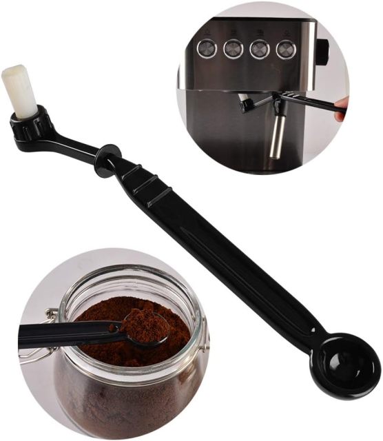 Espresso Machine Cleaning Brush Kit Coffee Cleaning Brush with Spoon and 2 Pieces Detachable Brush Head for Coffee Grinder and Espresso Cleaning