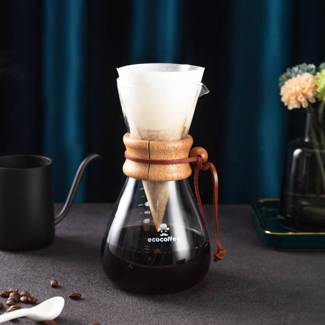 CH3F Ecocoffee High Quality White Wood Pulp Coffee Filter Paper for Hand Brew 3 Cups Coffee Sharing Pot