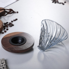 Wooden Tray Gray Boroslicate Glass Coffee Server