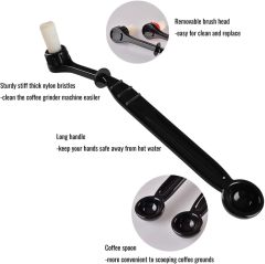 Espresso Machine Cleaning Brush Kit Coffee Cleaning Brush with Spoon and 2 Pieces Detachable Brush Head for Coffee Grinder and Espresso Cleaning