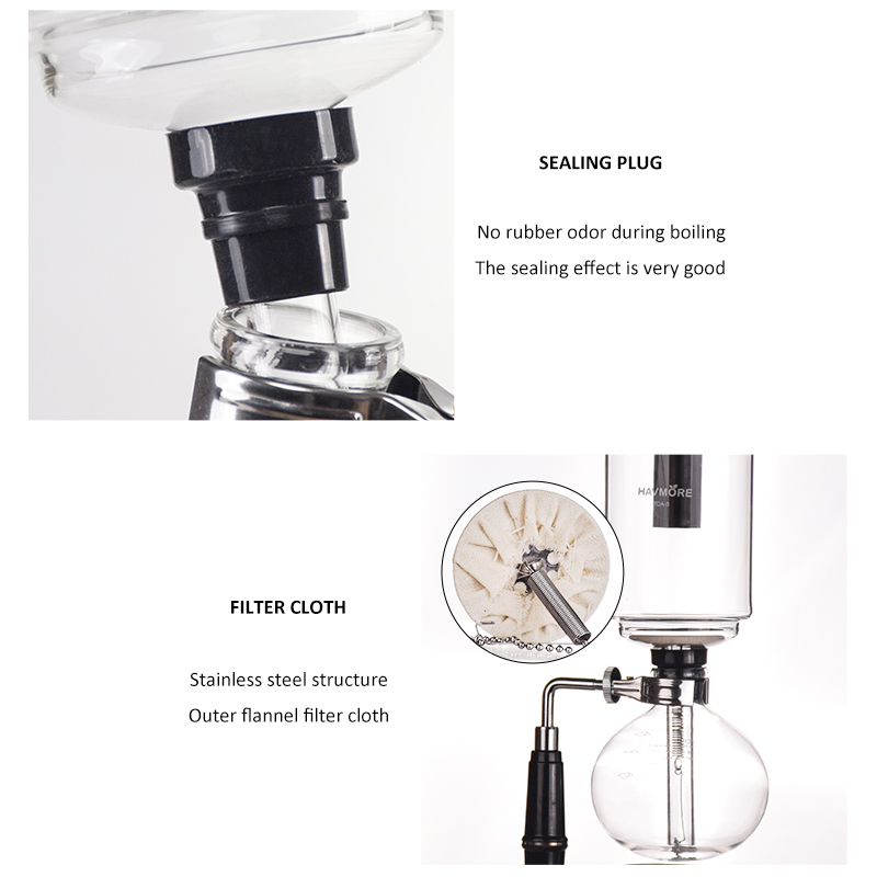 300ML Householder Coffee Siphon Pot High Quality 3/5 Cups Coffee Accessories for Barista Tools