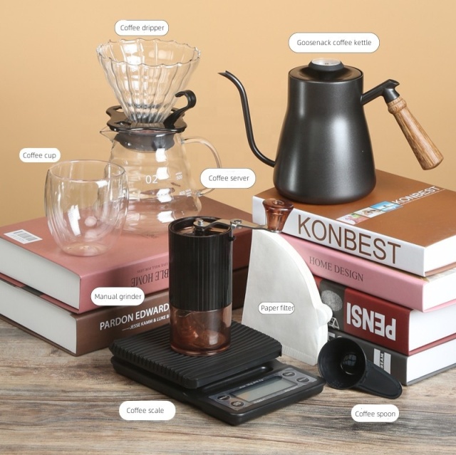 Ecocoffee TS01 Series Arabic Coffee & Tea Set Pour Over Coffee Maker Espresso Coffee Grinder Gift Bag